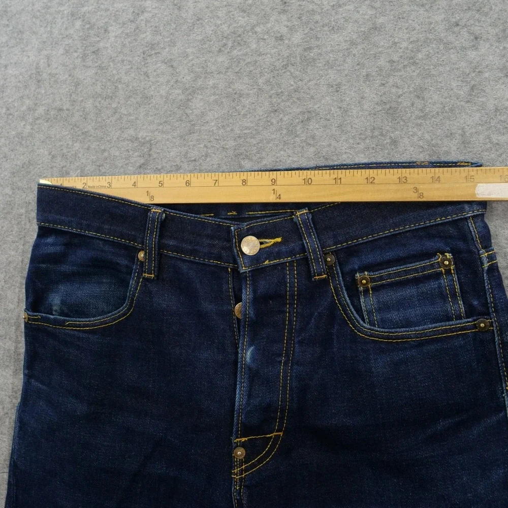 The Hundreds Jeans Mens 30 Blue Selvedge Straight Mid Rise Dark Wash Button Fly